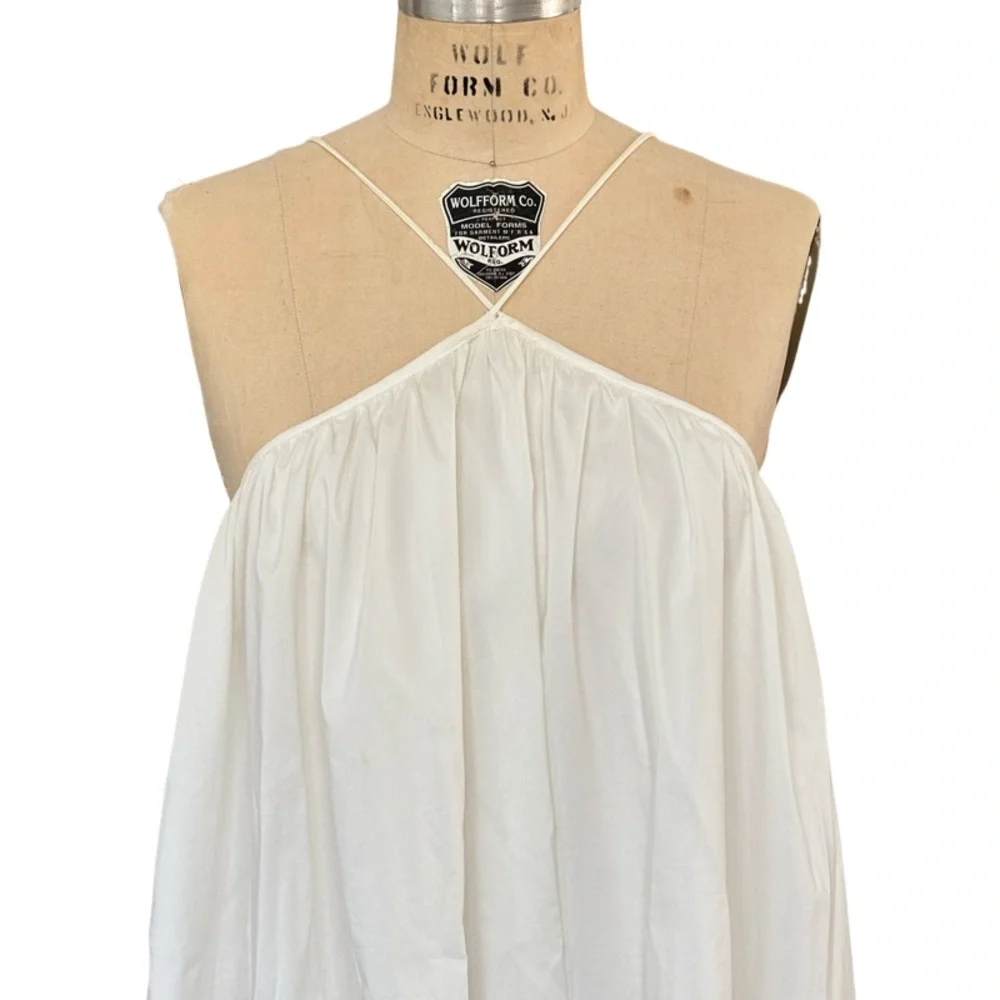 AMYLYNN Poplin Halter Swing Mini Dress in White Size M